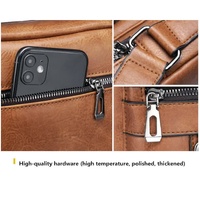 Men's Vintage Leather Shoulder Bag - Multi-Compartment Crossbody Messenger Bag 22cm(L)*8cm(W)*26cm(H)(Light brown) thumbnail