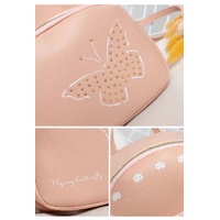 Mini Faux Leather Backpack with Butterfly Design -Pink Cute Backpack for Girls thumbnail