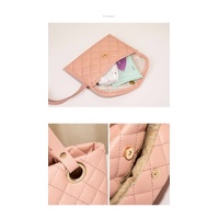 Elegant Quilted Tote Bag with Matching Clutch in Soft Pink thumbnail