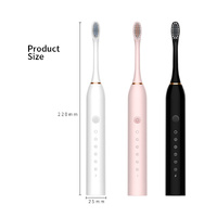 X-3 Sonic Electric Toothbrush, 4 Replacement Brush Heads, and USB Charging Cable - Sleek Black Design thumbnail