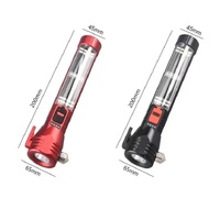 Multi-Functional Safety Flashlight– Rechargeable Waterproof Emergency Torch with USB Charging, High-Lumen for Outdoor and Survival Use (Red) thumbnail