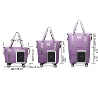 Blue Large Capacity Foldable Travel Bags with Wheels - Lightweight Waterproof Duffel Totes thumbnail