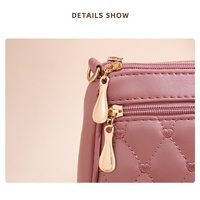 Red PU Leather Quilted Crossbody Bag for Women - Compact Multi-Compartment Shoulder Purse thumbnail
