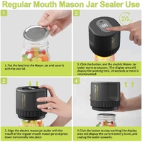 Portable Vacuum Sealer for Mason Jars,Regular Model KZ-80 (60 sec stop or manual stop) - Black Electric Food Preservation Machine with  LED Display thumbnail