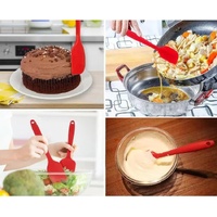 6-Piece Silicone Kitchen Utensil Set - Heat Resistant Baking Tools with Spatulas, Spoon, and Brush (Black)(2 set/12PCS) thumbnail