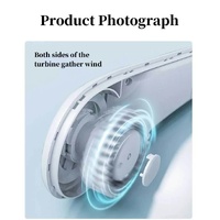 2PCS White Leafless Hanging Neck Fan - Rechargeable Portable Hands-Free Cooling Fan with 3 Speeds thumbnail