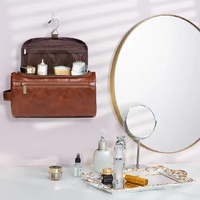 White Large Capacity PU Leather Travel Toiletry Bag - Portable Waterproof Makeup Organizer for Business & Vacation thumbnail