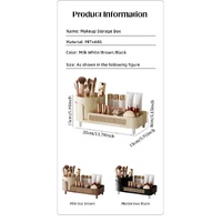 Brown Cosmetic Organizer - Rotating Desktop Makeup Brush Holder with Large Capacity Storage thumbnail