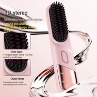 Purple 2-in-1 Rechargeable Hair Straightener and Curler – Portable Hair Styling Comb, Dual Function Flat Iron and Curling Wand, Perfect for Home Use thumbnail
