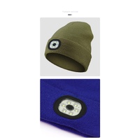 Black LED Lighting Rechargeable Detachable Knitted Hat - Warm Winter Beanie with Built-in LED Lights for Outdoor Activities and Nighttime Use thumbnail