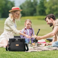 Black Large Capacity Picnic Bag - Waterproof PEVA Insulated Cooler Bag, Outdoor, Car Use, and Shoulder Crossbody Thermo Bag thumbnail