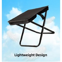 Black Outdoor Folding Stool with Carrying Handle - Portable Camping Seat, Fishing Chair, Collapsible Zipper Stool for Outdoors, Queueing, and More thumbnail