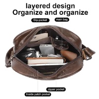Dark Brown Men's Genuine Leather Casual Shoulder Bag, Minimalist Crossbody Bag for Everyday Use thumbnail