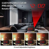 White RGB LED Projection Alarm Clock, Multi-Color Night Light with Snooze Function, Home Decor Digital Clock thumbnail