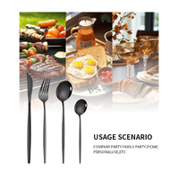 Rose Gold Color Premium 24-Piece Stainless Steel Cutlery Set - Elegant Golden Steak Knife, Fork, and Spoon Set in Luxury Gift Box thumbnail