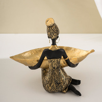 Elegant African Woman Resin Tray - Unique Home Decor and Storage Organizer thumbnail