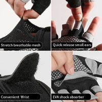 S Black Fingerless Sports Gloves – Non-Slip Silicone Palm Pads for Cycling, Weightlifting, and Fitness Training thumbnail