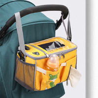 Yellow Stroller Organizer Bag - Multi-Functional Baby Bag with Touchscreen Window, USB Port, and Bottle Holders thumbnail