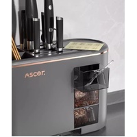 White All-in-One Kitchen Knife and Utensil Holder - Multi-Functional Organizer with Storage Drawers thumbnail