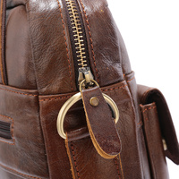 Light Brown Men's Genuine Leather Shoulder Bag - Vintage Business Briefcase thumbnail