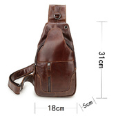 Brown Men's Leather Sling Backpack - Casual Crossbody Chest Bag thumbnail
