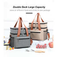 Grey Waterproof Insulated Lunch Bag - Leakproof Thermal Cooler for Food and Drinks thumbnail