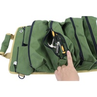 Green Portable Roll-Up Tool Organizer with Zippered Pockets thumbnail