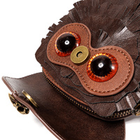Handcrafted Leather Owl Crossbody Bag – Unique Retro Design Shoulder Purse for Women thumbnail