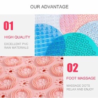 Pink Non-Slip Round Shower Foot Scrubber Mat - Soft Silicone Massage Pad for Foot Cleaning thumbnail