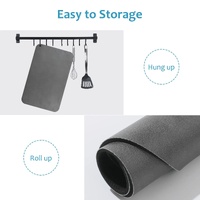 Black Waterproof Quick-Dry Kitchen Mat - Non-Slip Rubber Base, Absorbent Technology Fabric, 4mm Thick thumbnail