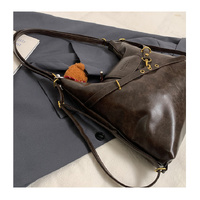 Dark Brown Elegant Faux Leather Shoulder Bag with Adjustable Strap thumbnail