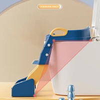 Grey Children's Toilet Trainer Seat – Foldable Potty Ladder with Color Box, Easy-to-Use Toilet Seat for Kids thumbnail