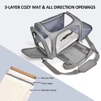 XL Grey Portable Foldable Pet Carrier Bag - Large Capacity Travel Carrier for 2 Small Pets, Comfortable and Stylish Cat Backpack, Foldable & Easy to C thumbnail