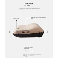 Beige Automatic Inflatable 3D Outdoor Sponge Pillow - Portable Camping Travel Neck Cushion, Comfortable Air Mattress for Tent, Versatile Nap Pillow thumbnail