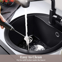 Black 304 Stainless Steel Handheld Electric Milk Frother, Egg Beater, Paint Mixer, and Milk Powder Whisk thumbnail