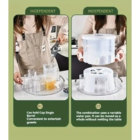 Water Bottle + 4 Cups+Tray Large Capacity Rotating Beverage Dispenser with Faucet, Multi-Compartment Refrigerator Water Jug for Juice, Tea, and Drinks thumbnail