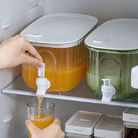 Transparent  4 Liter Refrigerator Cold Drink Dispenser, Juice & Fruit Infuser Water Pitcher, Spigot Beverage Container thumbnail