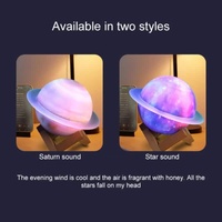 Purle And Blue 3D Saturn Ring Bluetooth Speaker with Adjustable LED Lights, HiFi Bass, USB Charging, and Immersive Sound for Home and Desktop Use thumbnail