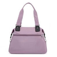 Purple Stylish Nylon Large Capacity Tote Bag for Work and Commute | Multi-Pocket Shoulder Bag | Fashionable Canvas Bag thumbnail