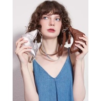 Brown Cute Crossbody Coin Purse | Mini Croissant Design Shoulder Bag | Small PU Leather Portable Makeup & Earphone Pouch thumbnail