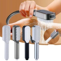 White Handheld Shower Head with Silicone Brush and Massage Function - High-Pressure Water Spray thumbnail