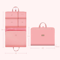 Dark Pink Travel Storage Organizer Bag - Multi-Compartment Lightweight Foldable Luggage Organizer for Clothes, Underwear, and Accessories - Portable a thumbnail