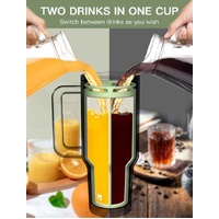 Pink 40oz Silicone Dual-Chamber Cup Separator - Food-Grade Drink Divider, Cold Drink Mug with Separate Compartments, BPA-Free Silicone Liner for Bever thumbnail