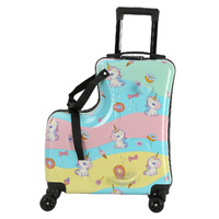 Yellow Kids Ride-On Luggage - 20-Inch Cartoon Travel Suitcase with Footrest, Durable Rolling Carry-On for Children thumbnail