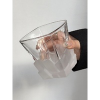 4 Pcs Black Frosted Ice Cube Glass - Creative Whiskey Glass, Premium Textured Tumbler, 300ml Capacity for Home Bars thumbnail