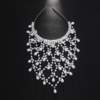 Silver Bohemian Pearl Net Headband – Vintage Mesh Hair Accessory for Women | Elegant Faux Pearl Bridal Hairpiece thumbnail