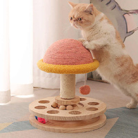 Small Pink Interactive Cat Scratching Post with Ball Track - Fun Mushroom-Shaped Cat Toy for Play, Scratching, and Entertainment thumbnail
