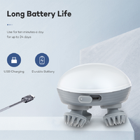White Mini Electric Head Massager - Portable 3D Massage Device, Waterproof, Multifunctional Relaxation & Pet Care, Rechargeable, 6 Techniques & 3 Mode thumbnail