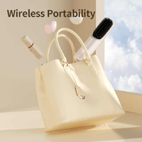 Yellow Wireless Hair Straightening Brush - Portable 2-in-1 Styling Tool with USB Charging, Ceramic Heat Technology, and Compact Design thumbnail