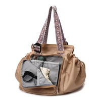 Khaki Convertible Multifunctional Baby Cradle Travel Bag - Women's Backpack, Shoulder Bag, Mummy Bag with Expandable Storage thumbnail
